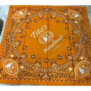 Lot of 4 Tito's Handmade Vodka Orange Black Paisley Logo Bandana NEW Halloween
